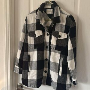 Lucky Brand Black and White Checkered Utility Jacket